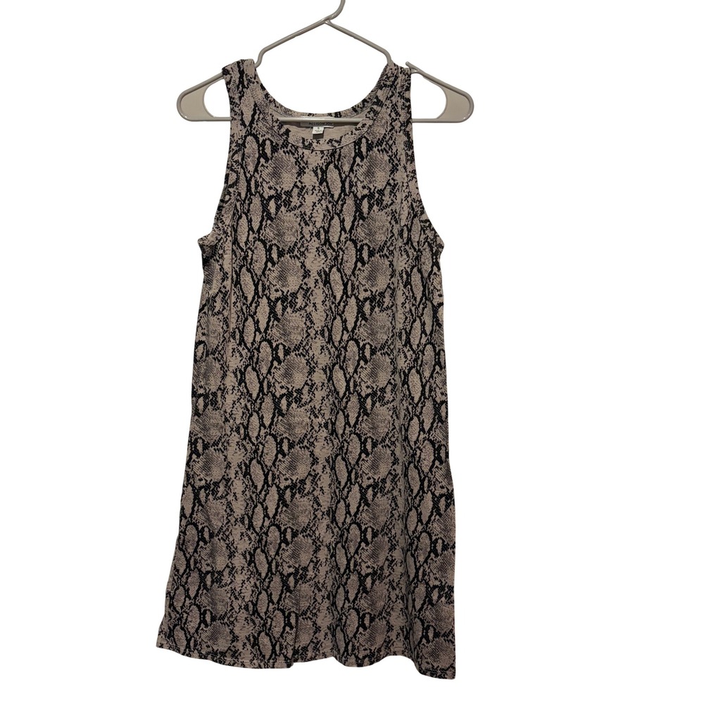 Allison Joy Womens Snakeskin Print Cotton Sleeveless Shift Mini Dress Grey Black